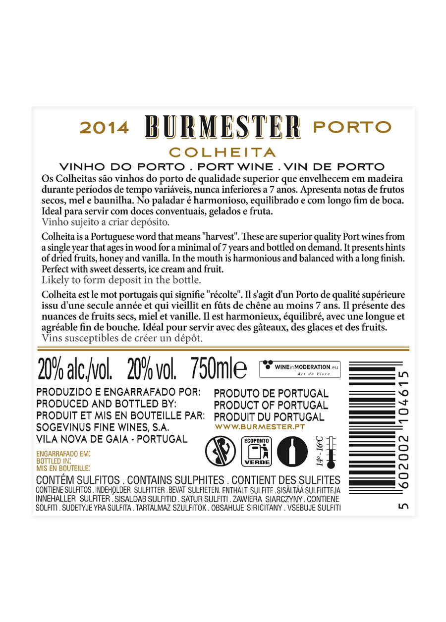 VINHO DO PORTO - BURMESTER COLHEITA 2014 TAWNY