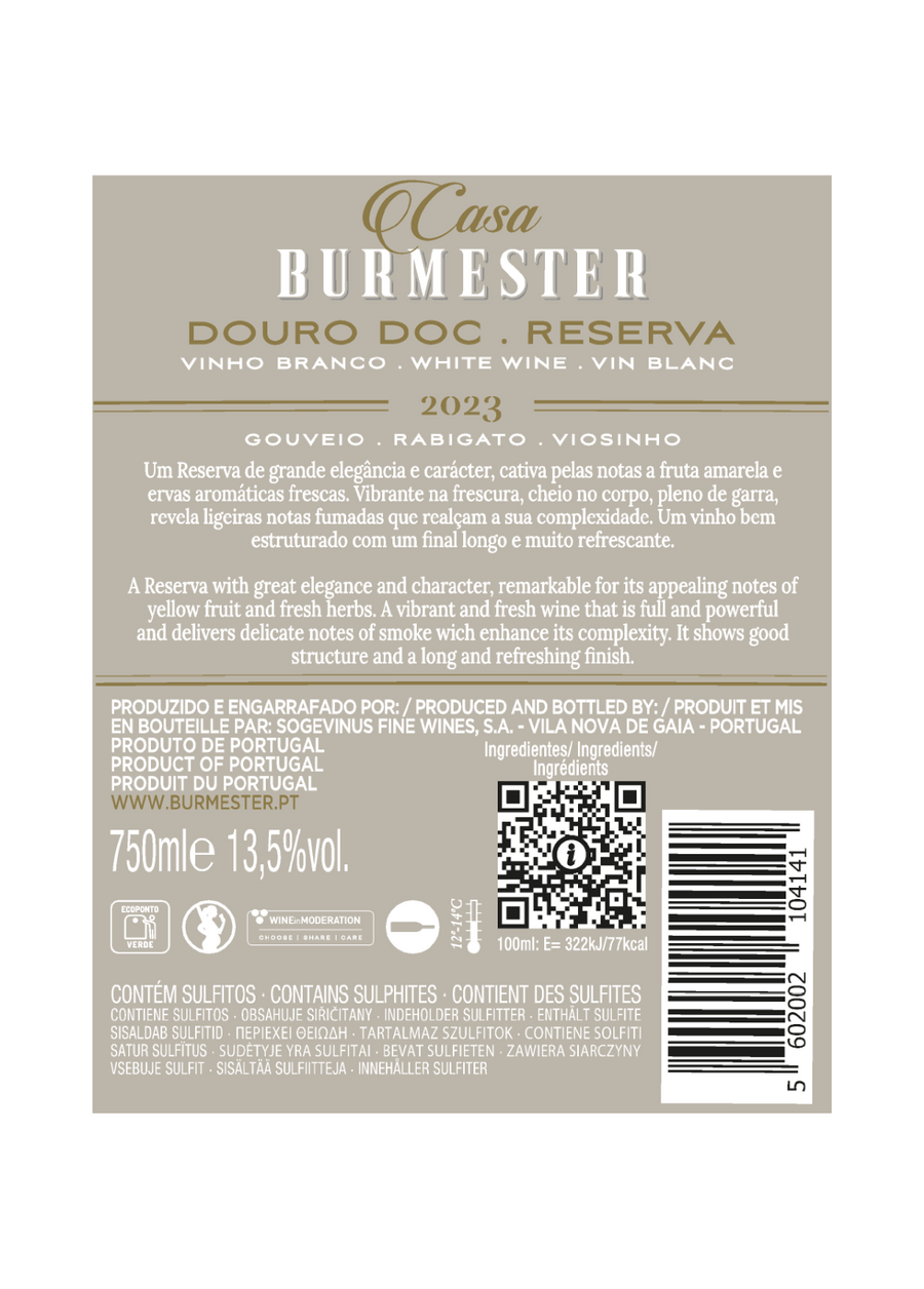 VINHO DOURO CASA BURMESTER BRANCO 2023