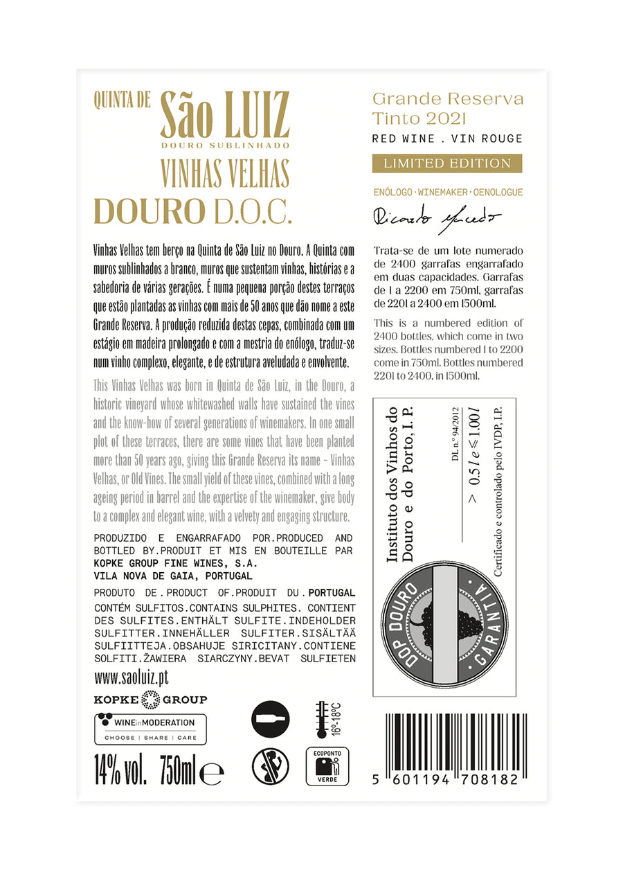 VINHO DOURO SÃO LUIZ VINHAS VELHAS 2021 TINTO