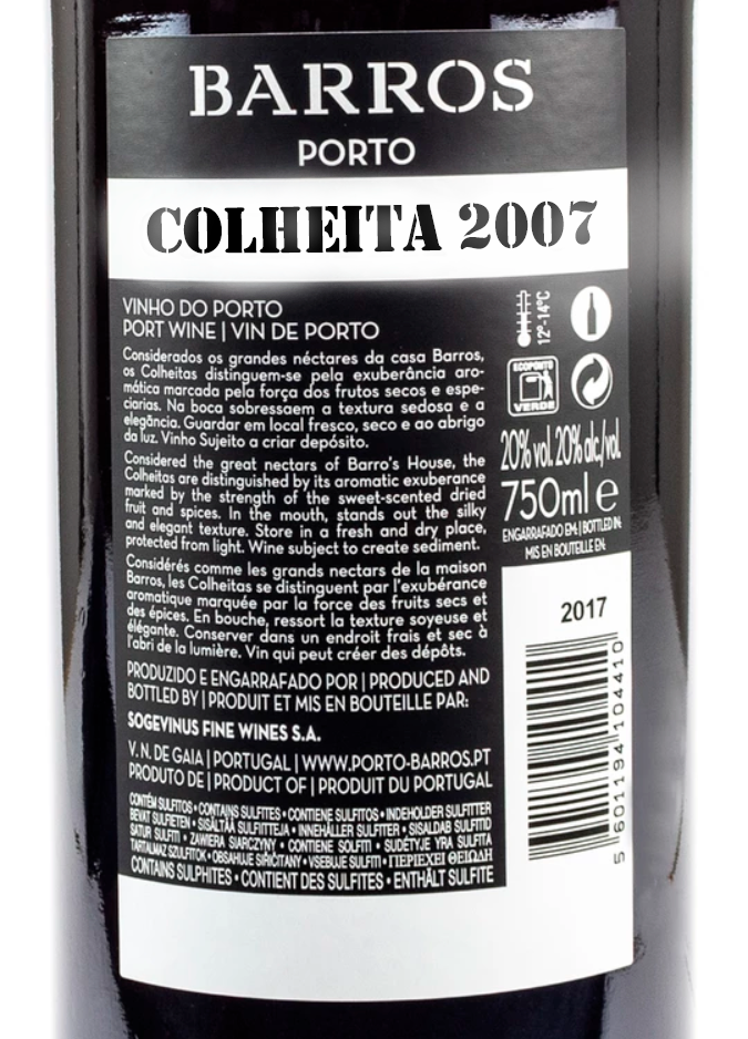 Vinho do Porto Barros Colheita 2007 Tawny
